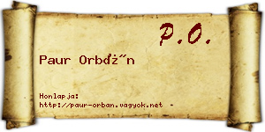Paur Orbán névjegykártya